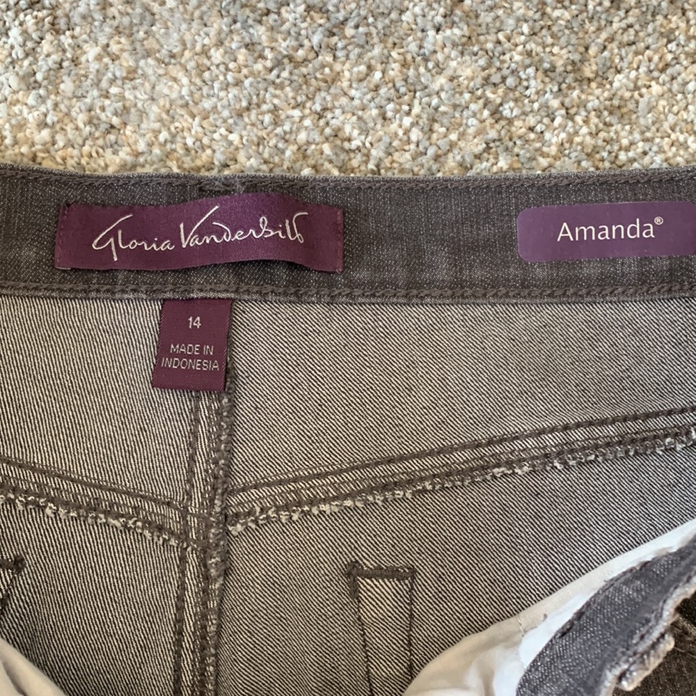 GV Gray Stretch Amanda Mid Rise Straight Leg Jeans Size 14S - Picture 4 of 7
